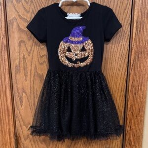btween Black and Gold Pumpkin Dress with Purple Hat